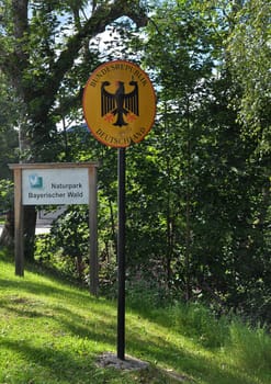 Border sign Federal Republic of Germany in Bayerisch Eisenstein