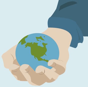 Globe in a businessman's hand