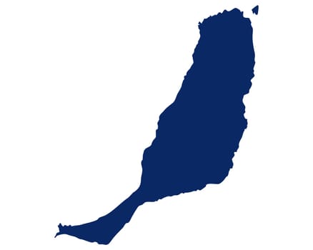 Karte von Fuerteventura in blauer Farbe