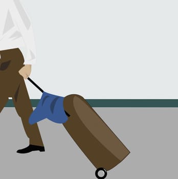 Businessman pulling a suitcase