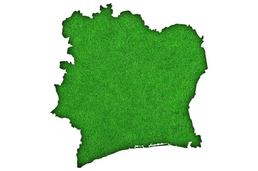 Map of Ivory Coast on green felt