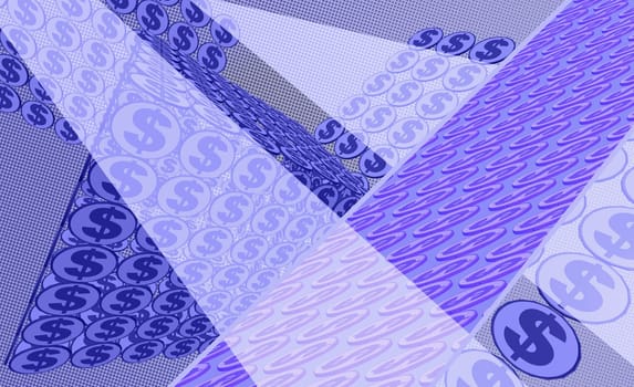 Dollar signs on a blue pattern