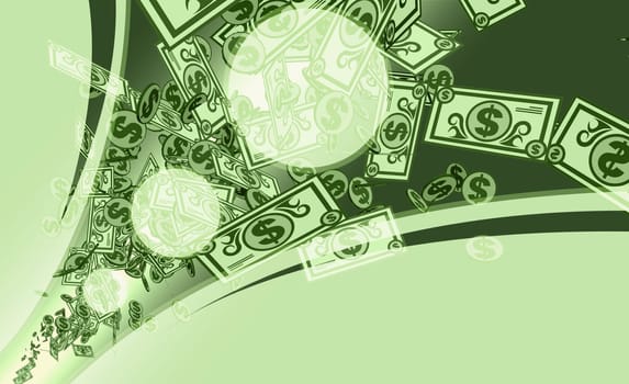 Paper currency on an abstract pattern