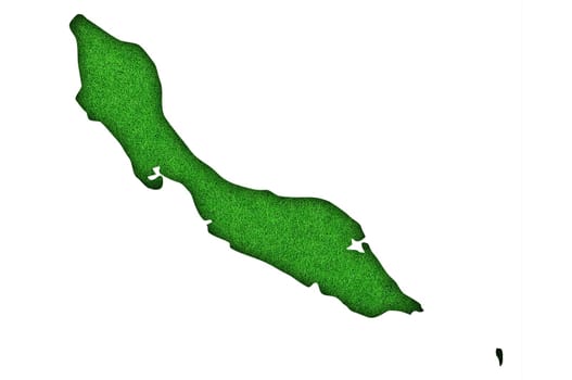 Map of Curacao on green felt