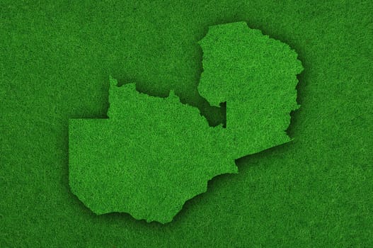 Map of Zambia on green felt