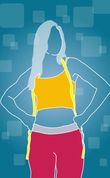 Woman standing with arms akimbo
