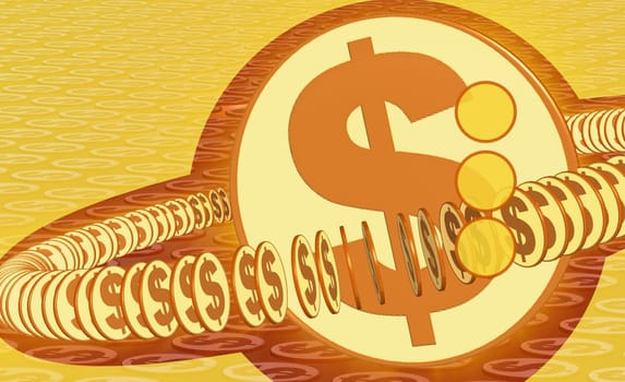 Dollar coins glowing
