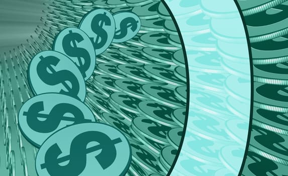 Dollar coins with paper currency