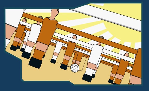 Close-up of a foosball game