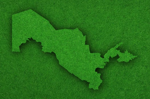 Map of Uzbekistan on green felt