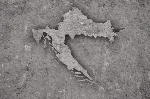 Map of Croatia on weathered concrete