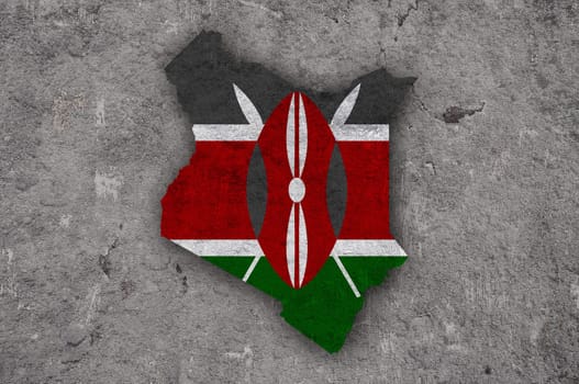 Map and flag of Kenya on weathered concrete