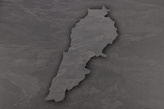 Map of Lebanon on dark slate