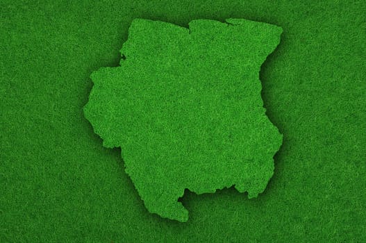 Map of Suriname on green felt