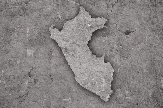 Map of Peru on weathered concrete