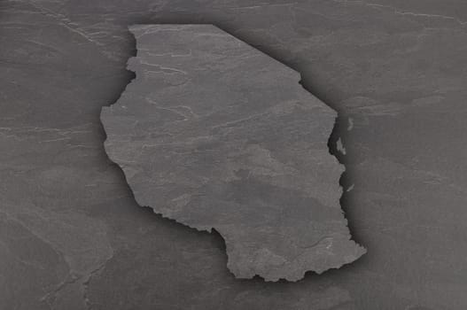 Map of Tanzania on dark slate