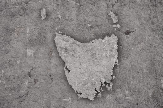 Map of Tasmania on weathered concrete