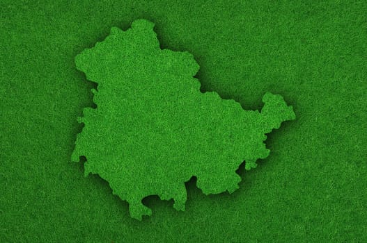 Map of Thuringia on green felt