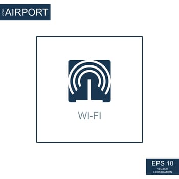 Abstract icon free wi-fi network on airport theme - Vector illustration