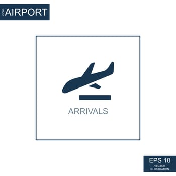 Abstract icon of landing aircraft on airport theme - Vector illustration