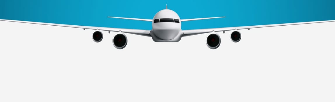 Realistic model of a civil aircraft on a white and blue background - Vector illustration