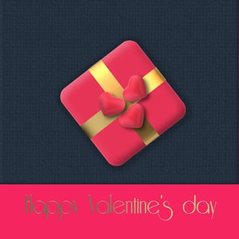 Valentine's day gift box paper cut heart over pastel background. Text Happy Valentine's day. Romantic elegant love design. 3D rendering