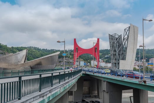 The La Salve road bridge over Nervion River, Bilbao, Spain