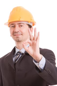 Business man signaling ok - focus on finger