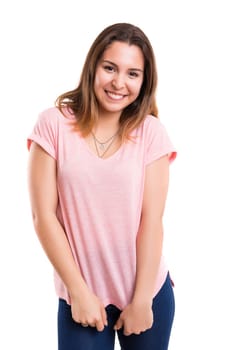 Studio shot of a beautiful young casual woman