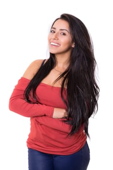 Studio shot of a beautiful young casual woman