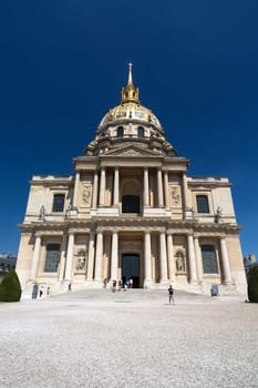 PARIS, FRANCE - AUGUST 15, 2016: View of Dome des Invalides, burial site of Napoleon Bonaparte, Paris, France