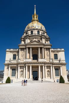 PARIS, FRANCE - AUGUST 15, 2016: View of Dome des Invalides, burial site of Napoleon Bonaparte, Paris, France