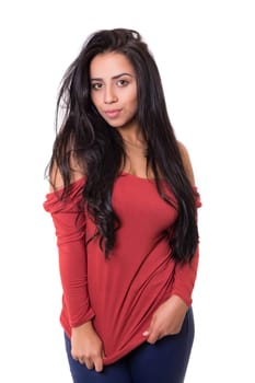 Studio shot of a beautiful young casual woman
