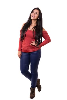Studio shot of a beautiful young casual woman