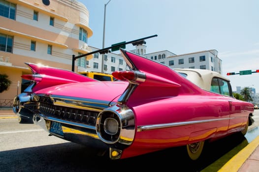 Close_up of a car on the road, Miami, Florida, USA