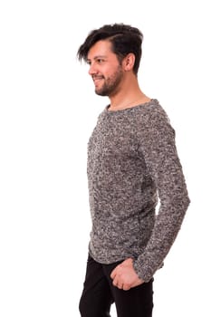 Studio picture of a young and handsome man posing isolated