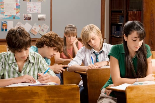 Students studying in a classroom