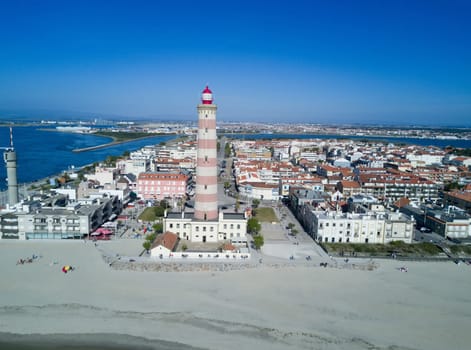 Drone view of the beautiful Portuguese beach of Barra - Aveiro