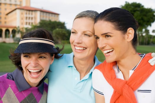 Three golfers smiling, Biltmore Golf Course, Biltmore Hotel, Coral Gables, Florida, USA