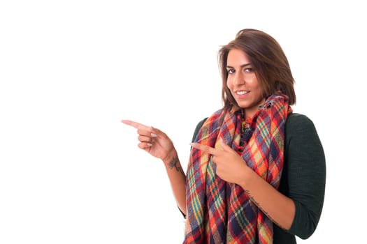 Young beautiful african woman presenting your product, isolated over white background