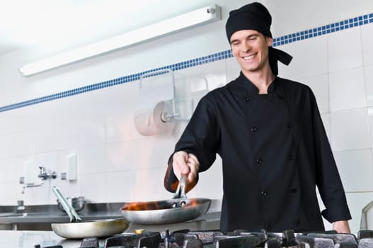 Chef cooking food