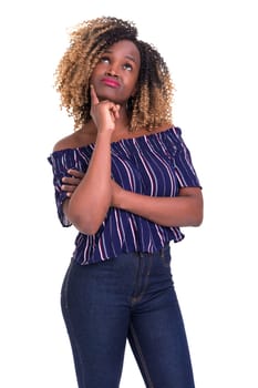 Studio shot: Young woman having a great idea