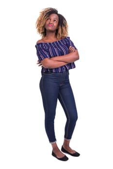Studio shot: Young woman having a great idea