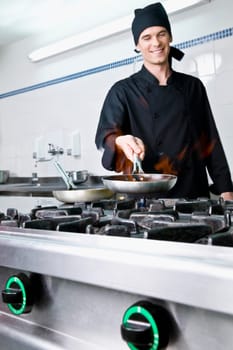 Chef cooking food