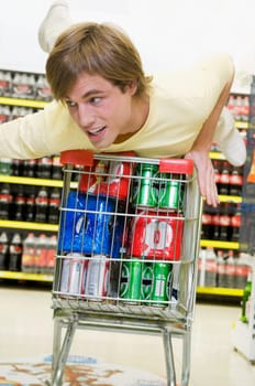 Man shopping in a supermarket