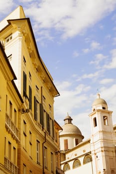 Low angle view of buildings, Genoa, Italy