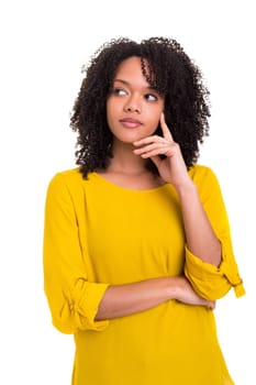 Studio shot: Young woman having a great idea
