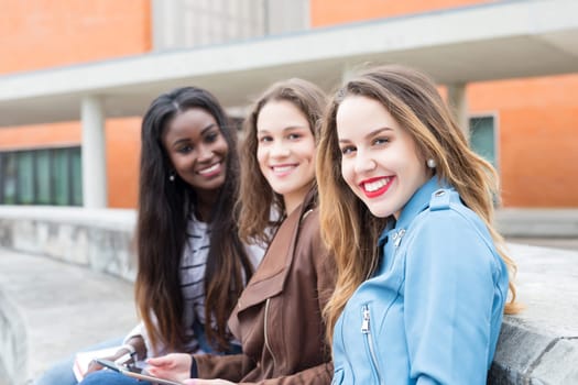 Group multi ethnic young students at the university campus