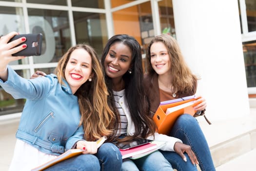 Group multi ethnic young students at the university campus