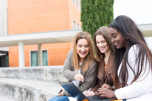 Group multi ethnic young students at the university campus